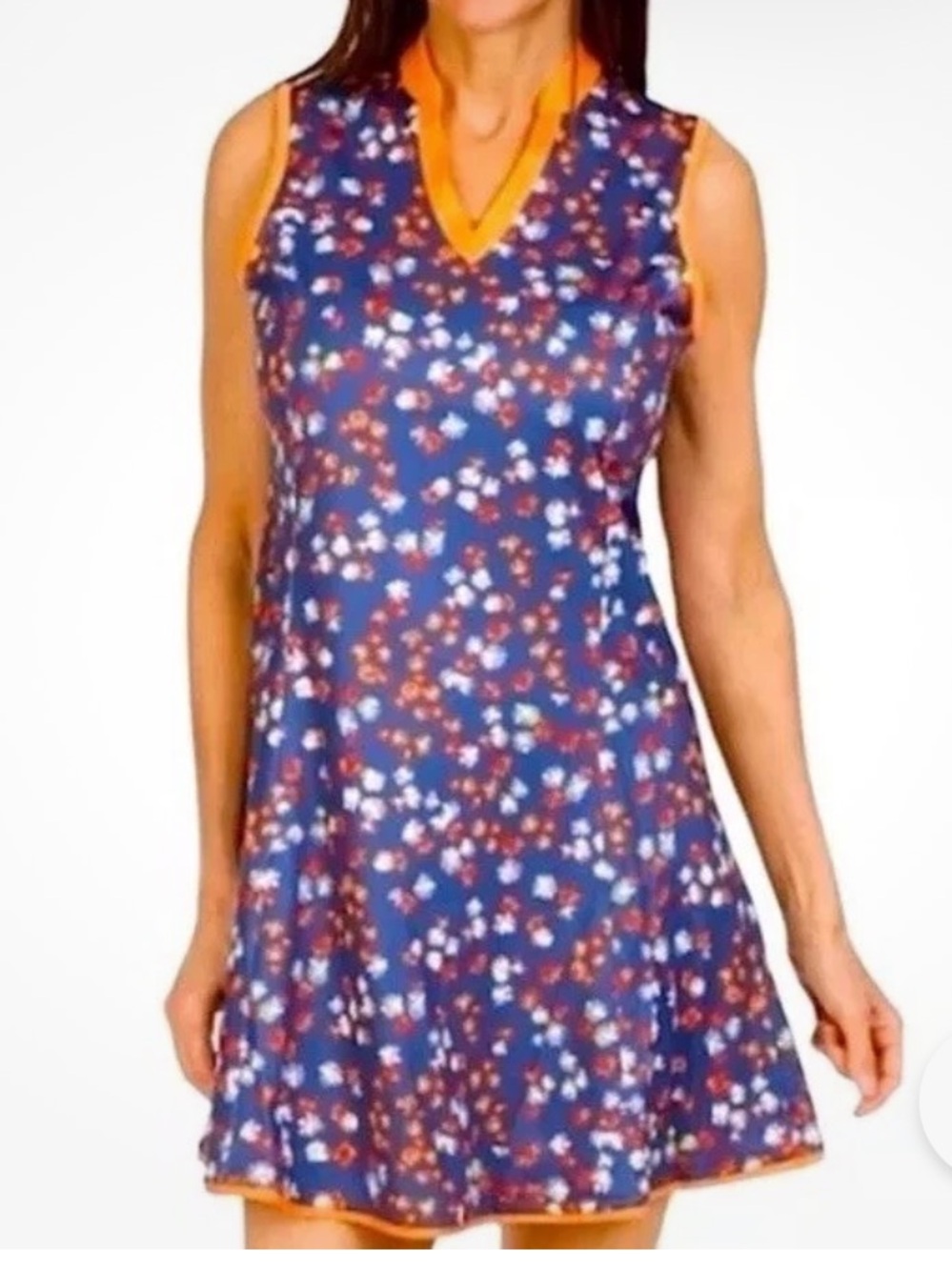Callaway 50 UPS Opti-Dri Blue Indigo Golf Summer Floral Sun Dress Medium NWT